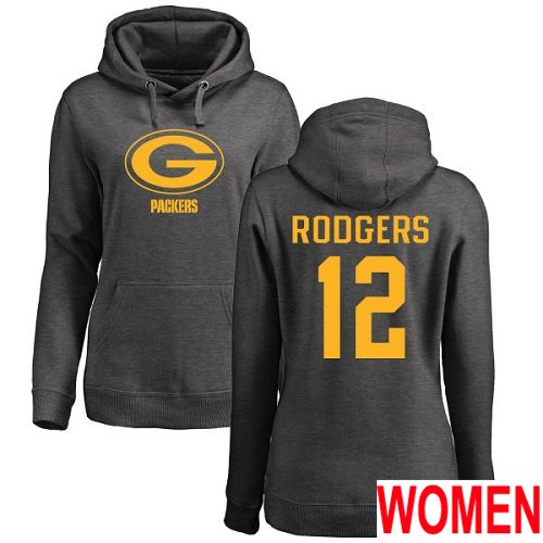 Green Bay Packers Ash Women #12 Rodgers Aaron One Color Nike NFL Pullover Hoodie->nfl t-shirts->Sports Accessory